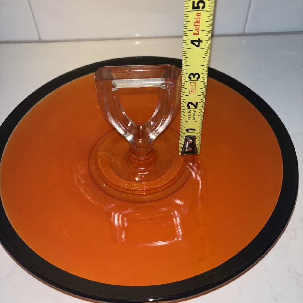 MCM Art Deco Orange & Black Catch All Trinket Tray Or Halloween Candy Holder - Picture 7 of 8